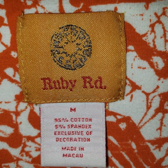 Ruby Rd Orange & White Patterned Blouse w/Embellishments - Size M - Picture 3 of 3